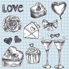 Hand drawn Valentine's day elements