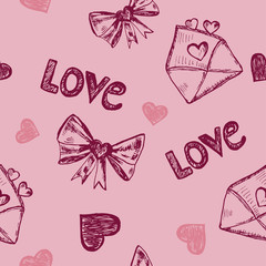 Seamless pattern with Valentine's day elements