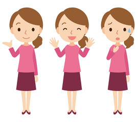 女性　表情　ポーズ　セット