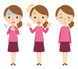 女性　表情　ポーズ　セット