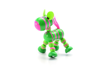 animals toy from wood isolated on white background