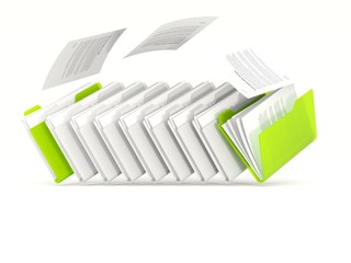 Green folders in a row