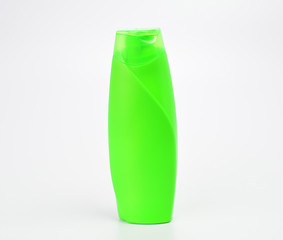 Green Plastic Bottle on a White Background