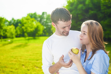 Nice Portrait of Happy Looking Caucasian Youth Couple Together Outdoors