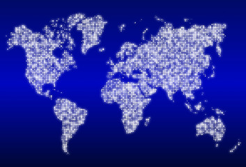 Fototapeta na wymiar World map with glowing data centers