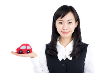 自動車を持った女性