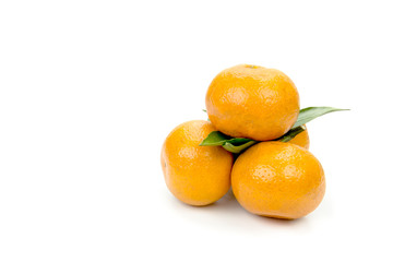  golden oranges on white background