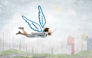 Fototapeta premium Woman flying high