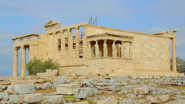 Ancient Greek temple Erechtheion, Acropolis in Athens, Ionic architecture style