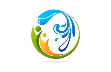 water circle and medical care logos