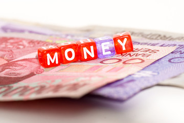 MONEY wording on Indonesian notes, Rupiah, saving, money and currency concept