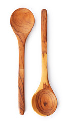 Two wooden spoons isolated on white