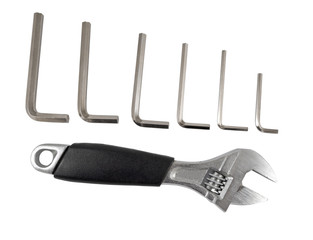 Adjustable wrench and hex keys