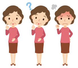 中年女性　表情　ポーズ　セット