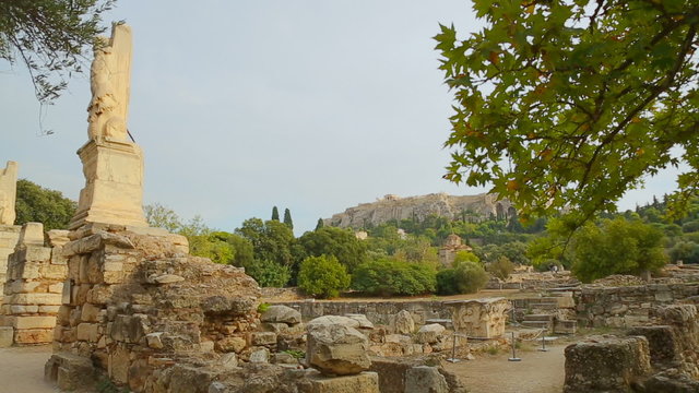 Antique sites of Athens, ancient ruins of Agora, cultural heritage conservation