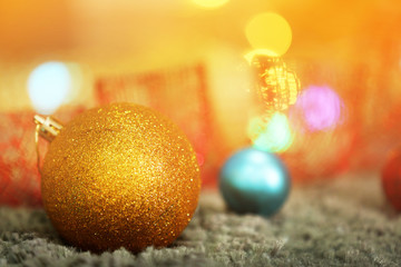 Christmas balls on defocused background