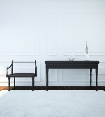 Image of the interior with furniture done in the Gothic style. 3d illustration