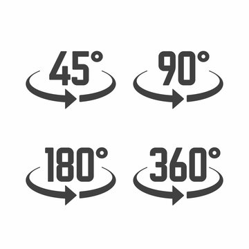 45, 90, 180 and 360 degrees view sign icons