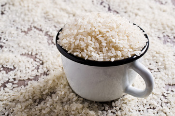 Obraz na płótnie Canvas Raw white rice.
