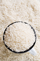 Raw white rice.