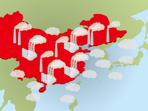 Air pollution in China, image illustration