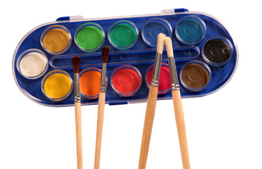 Paints and brush