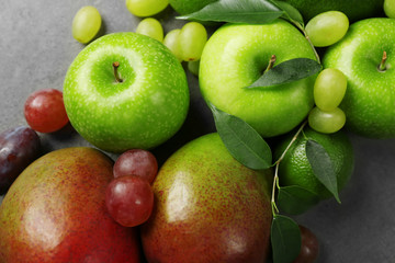 Fruits on dark grey background