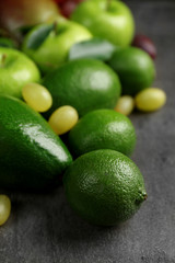 Fruits on dark grey background