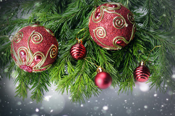 New Year tree toy ball background