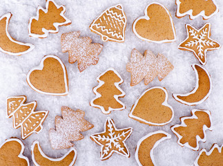 gingerbread cookies on white background