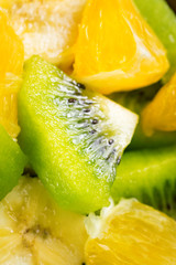 Fruit salad with kiwi, banana and orange