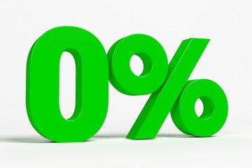 Green 3d 0% text on white background. See whole set for other numbers.
