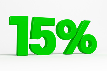 Green 3d 15% text on white background. See whole set for other numbers.
