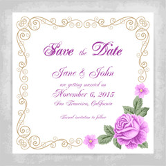 Wedding invitation template with roses