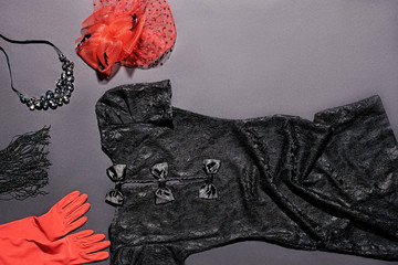 Fashion clothes stylish set, dress and accessories