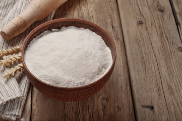 Flour in a clay bowl