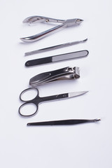 Tools of a manicure set.