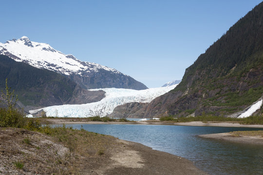 Approaching Alaska's Mendenhall Glacier