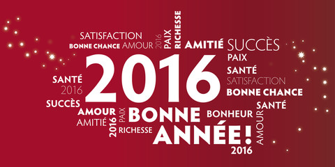 Carte de voeux – bonne année 2016 - rouge.