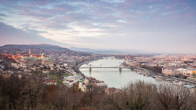 Budapest Panorama taken from Gellert's Hill, Hungary, Europe
