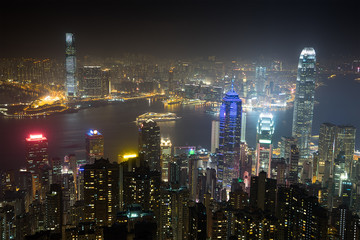 Fototapeta na wymiar Nightview from Victoria Peak in Hong Kong (香港 ビクトリアピーク夜景) 