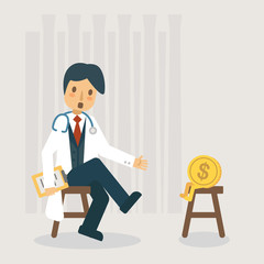 Poorly performing financial. Financial health check illustration concept.