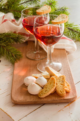 Traditional italian cookies served with wine