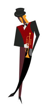 The vector illustration "Trumpeter" available in AI/EPS and JPEG formats, this vector file may be downloaded for all kinds of professional uses. 