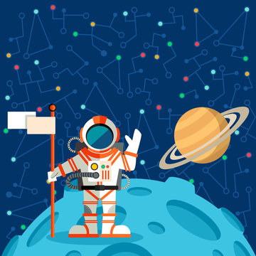 Vector illustration in flat style about outer space.