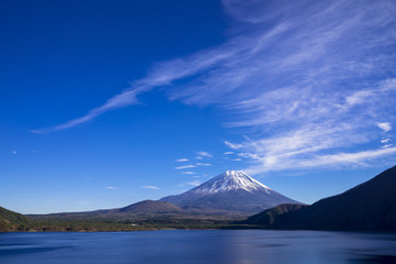 本栖湖と富士山