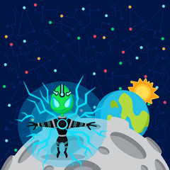 Vector illustration in flat style about outer space.