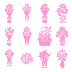 flower bouquet icons set