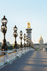 Fototapeta na wymiar Pont Alexandre III bridge in Paris, empty in the early morning