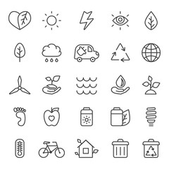 Outline gray eco icons vector set. Modern minimalistic style.